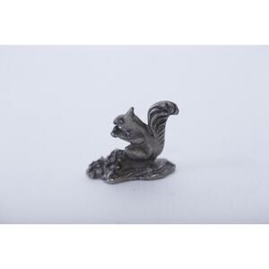Squirrel, Eating, Nuts, Pewter, Statue, Miniature, Game Piece, Statuette, Vintag